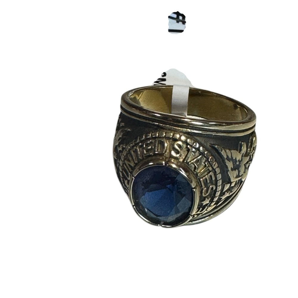 Gold Ring TONE with Blue Stone United States AIRFORCE unisex
